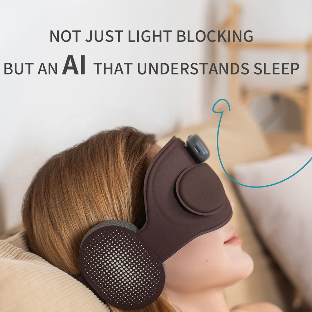 Smart AI Meditation Sleep Mask - App-Connected Bluetooth Music, 100% Light Blocking, Portable Eye-Caring