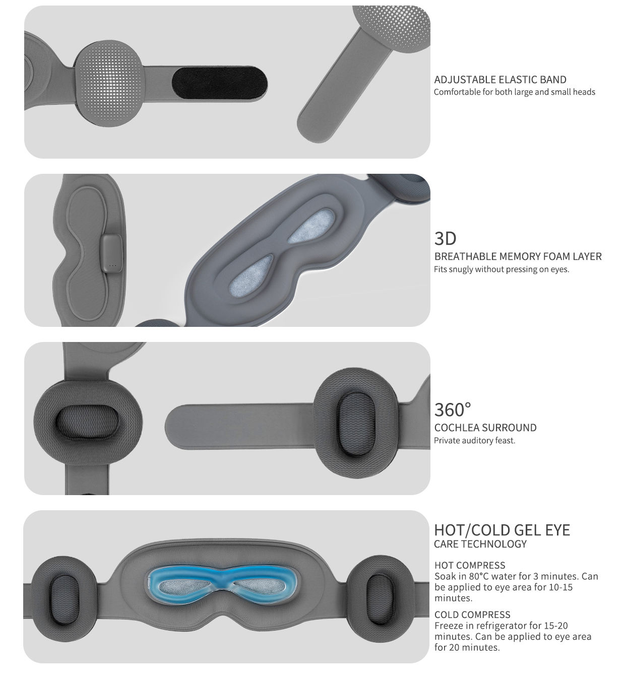 Smart AI Meditation Sleep Mask - App-Connected Bluetooth Music, 100% Light Blocking, Portable Eye-Caring