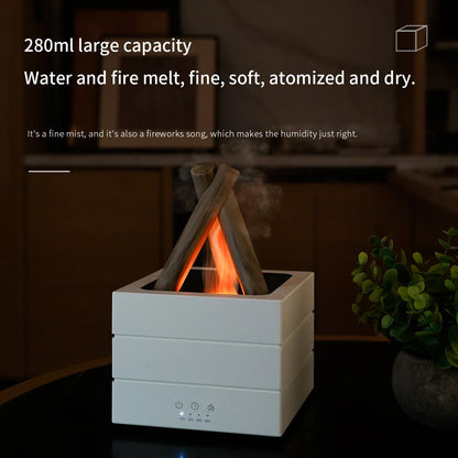 VOSS Campfire Flame Diffuser - Remote Control Essential Oil Humidifier with Realistic Fire Effect