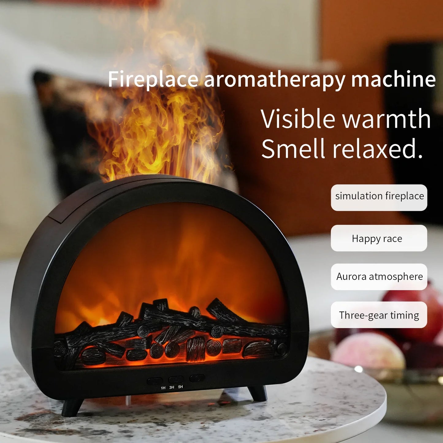 VOSS Remote-Controlled Fireplace Diffuser - Auto Oil Dispensing Humidifier (High Mist Output)