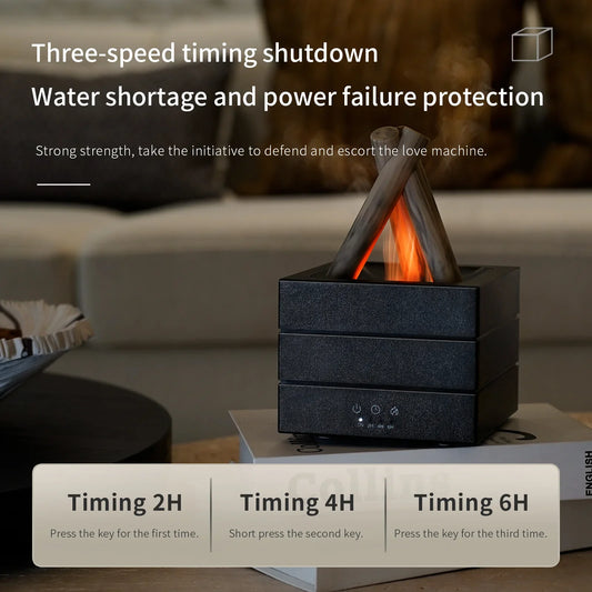 VOSS Campfire Flame Diffuser - Remote Control Essential Oil Humidifier with Realistic Fire Effect