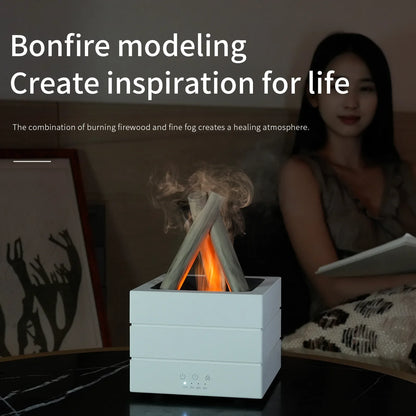 VOSS Campfire Flame Diffuser - Remote Control Essential Oil Humidifier with Realistic Fire Effect
