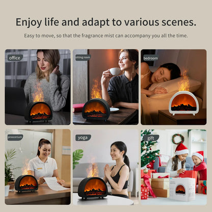 VOSS Remote-Controlled Fireplace Diffuser - Auto Oil Dispensing Humidifier (High Mist Output)