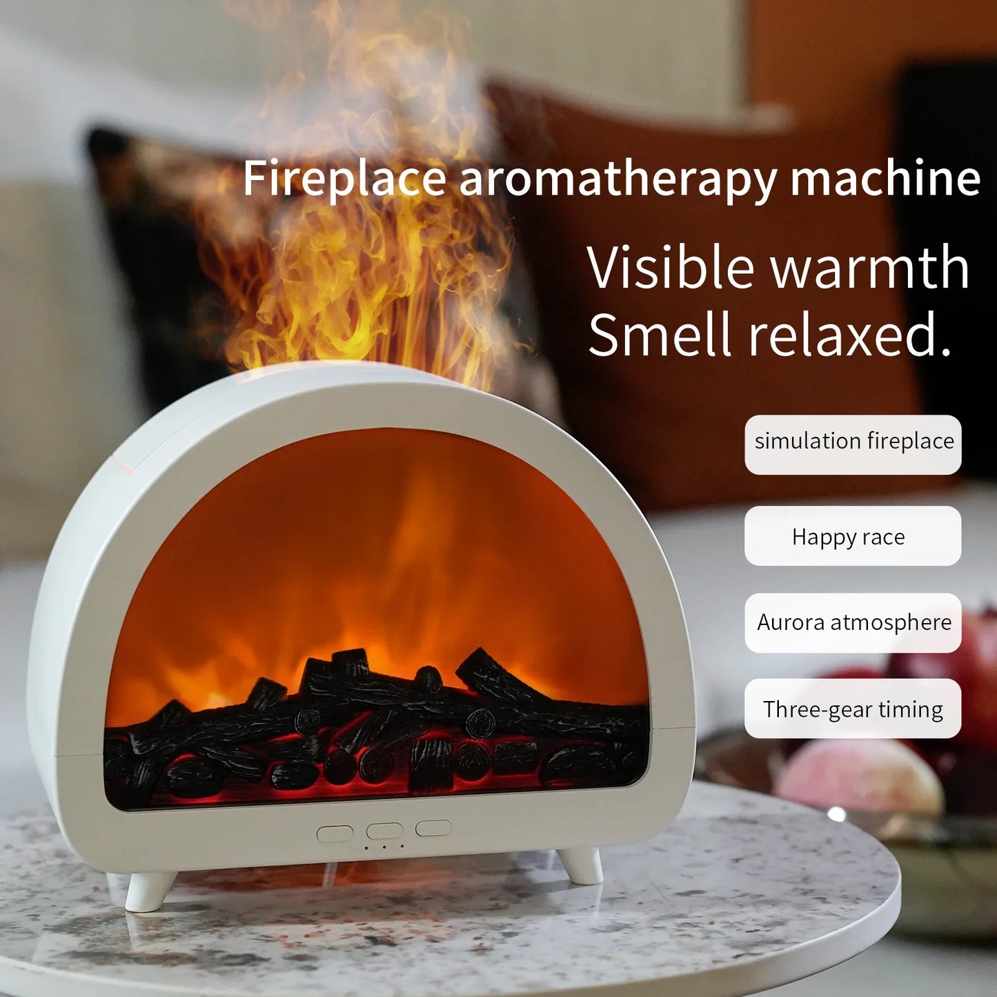 VOSS Remote-Controlled Fireplace Diffuser - Auto Oil Dispensing Humidifier (High Mist Output)